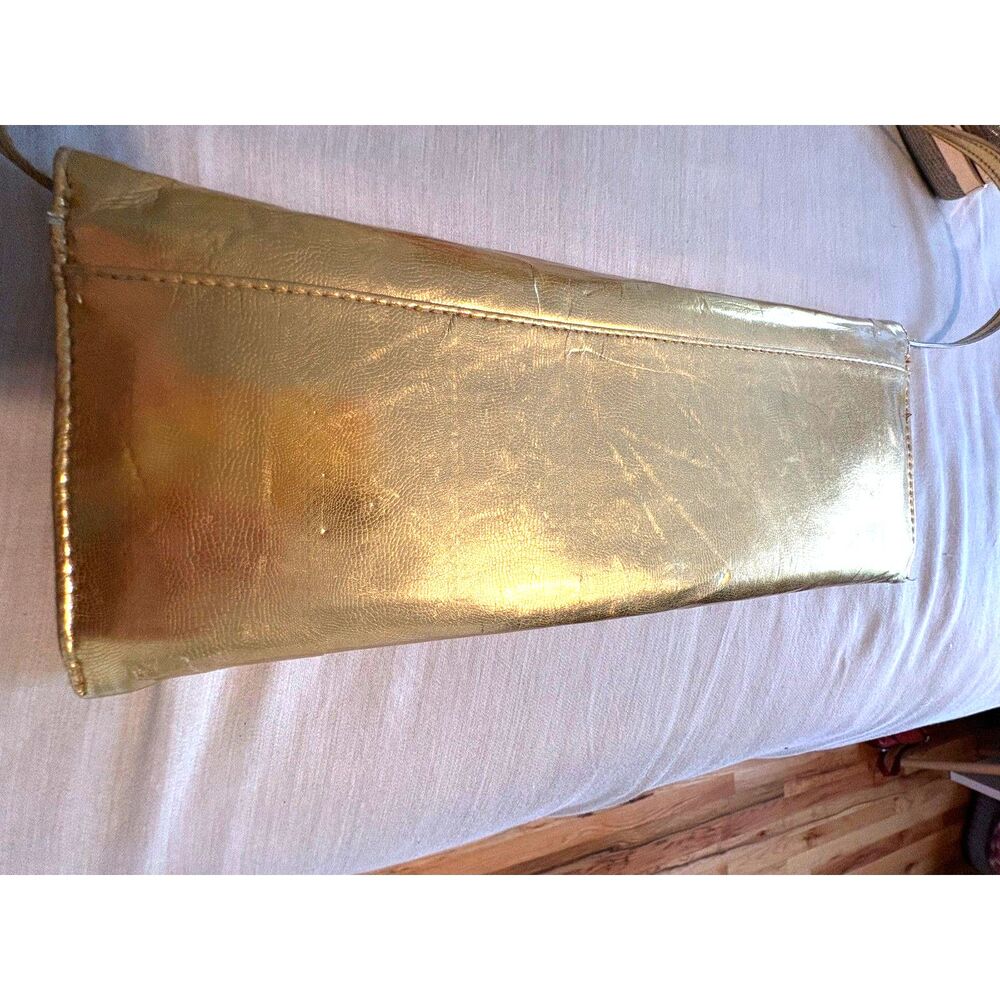 Y2K Glam Gold Metallic Gem Rhinestone Clutch Purse Shoulder Bag Party Night Out - Picture 4 of 6
